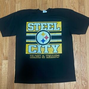 Pittsburgh Steelers Steel City Black and Yellow Mens Short Sleeve shirt in XL